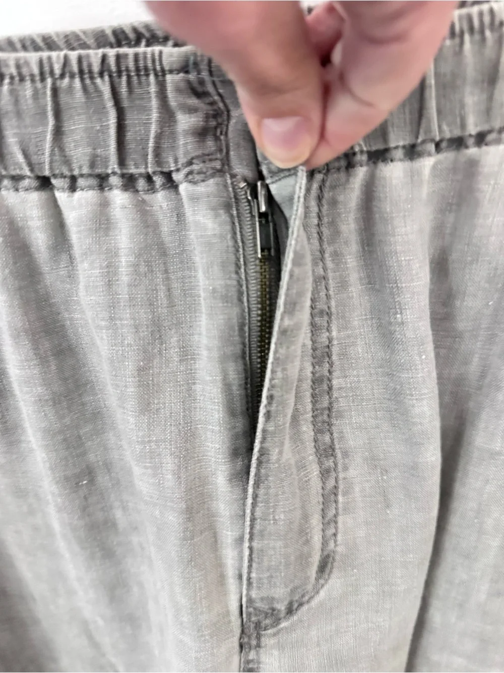 Tommy Bahama Relax XL grey 100% linen sip elastic waist loose fit coastal pant